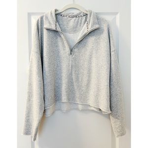 Aerie cropped grey quarter zip